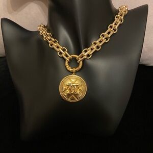 Chanel Gold Medallion Chain Necklace